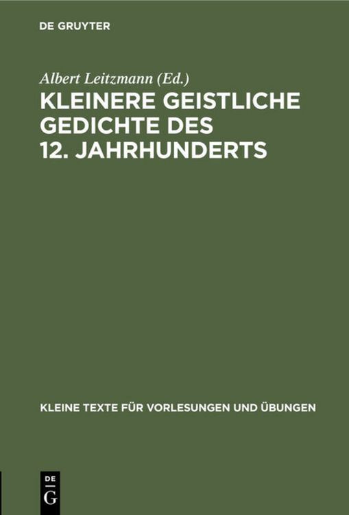Produktbild: Kleinere geistliche Gedichte des 12. Jahrhunderts