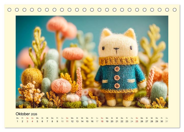 Produktbild: Flauschiger Bauernhof. Gestrickte Tierchen f&uuml;r Herz und Seele (Tischkalender 2026 DIN A5 quer), CALVENDO Monatskalender