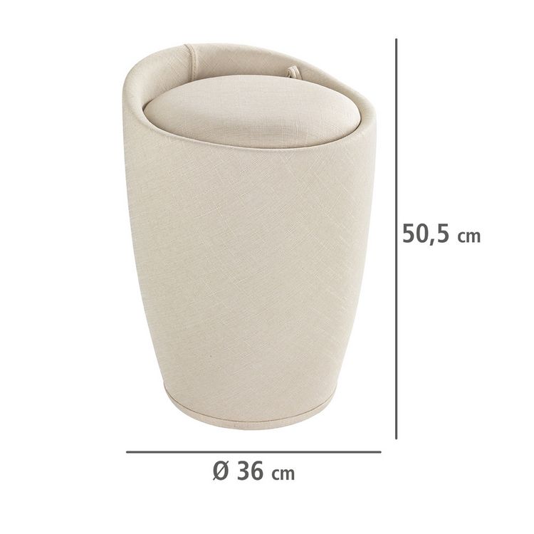 Produktbild: Hocker Mod. Candy Beige Leinenoptik, mit W&auml;schesack, mit abnehmbarem W&auml;schesammler