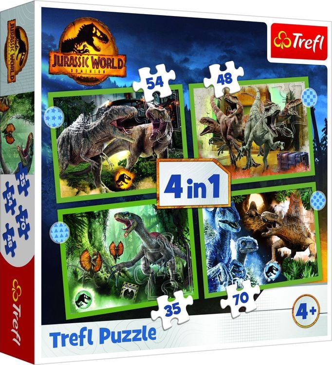 Produktbild: 4 in 1 Puzzle 35, 48, 54, 70 Teile Jurassic World (Kinderpuzzle)
