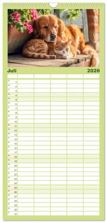 Produktbild: Familienplaner 2026 - Bauernhof-Freunde - Hunde und ihre tierischen Freundschaften mit 5 Spalten (Wandkalender, 21 x 45 cm) CALVENDO