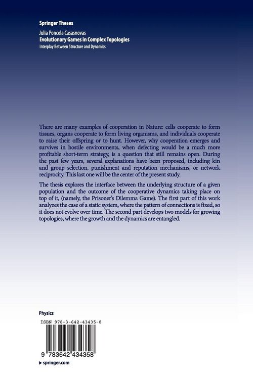 Produktbild: Evolutionary Games in Complex Topologies