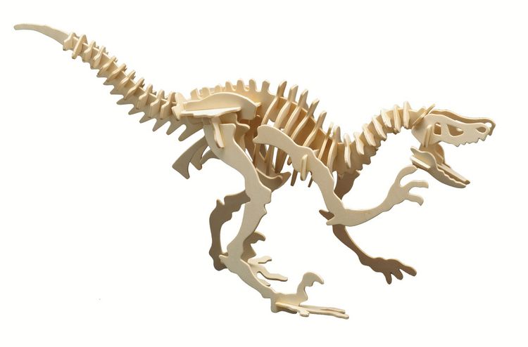 Produktbild: PEBARO 856/1 - Holzbausatz Dinosaurier Velociraptor, 47 Teile, Holzkonstruktion zum Zusammenstecken