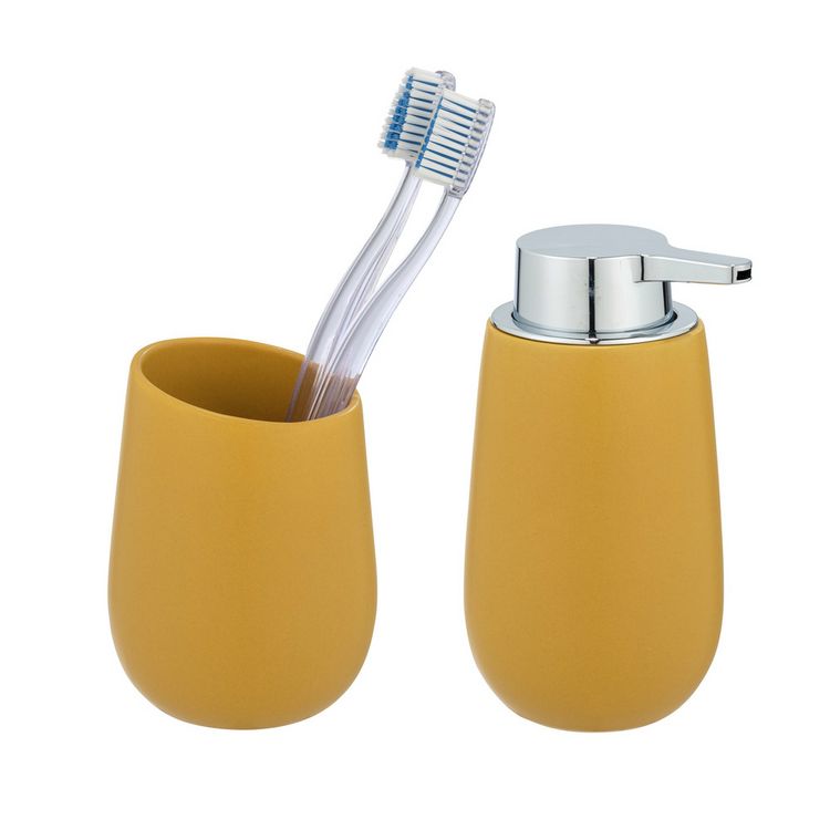 Produktbild: Waschtisch-Set Mod. Badi Gelb, 2-tlg., aus hochwertiger Keramik