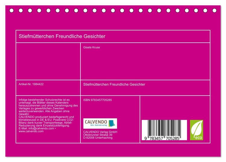 Produktbild: Stiefm&uuml;tterchen Freundliche Gesichter (Tischkalender 2026 DIN A5 quer), CALVENDO Monatskalender