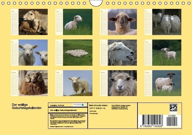 Produktbild: Der wollige Geburtstagskalender (Wandkalender immerw&auml;hrend DIN A4 quer)