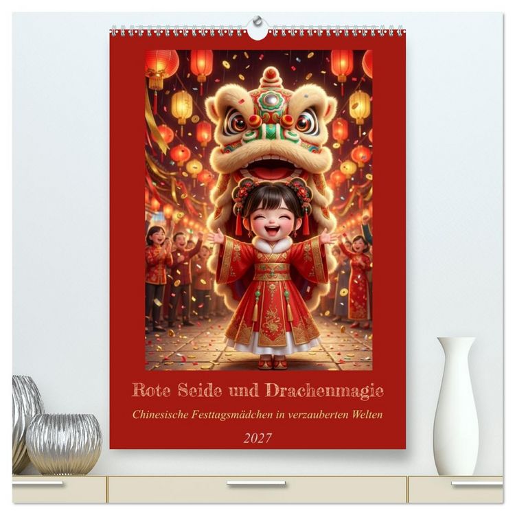 Produktbild: Rote Seide und Drachenmagie (hochwertiger Premium Wandkalender 2027 DIN A2 hoch), Kunstdruck in Hochglanz