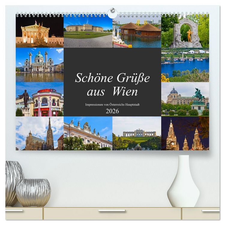 Produktbild: Sch&ouml;ne Gr&uuml;&szlig;e aus Wien (hochwertiger Premium Wandkalender 2026 DIN A2 quer), Kunstdruck in Hochglanz