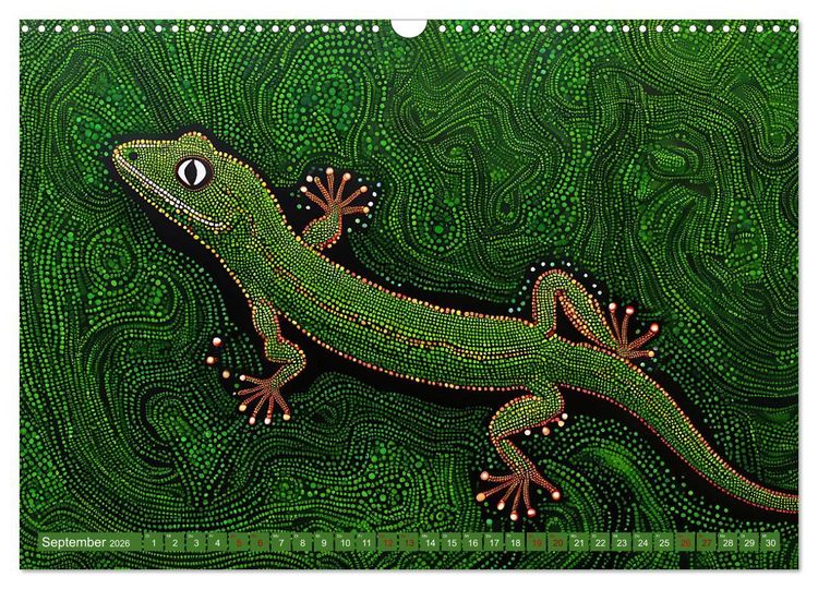 Produktbild: Traumzeit - KI-generierte Aborigine-Kunst aus dem Herzen Australiens (Wandkalender 2026 DIN A3 quer), CALVENDO Monatskalender