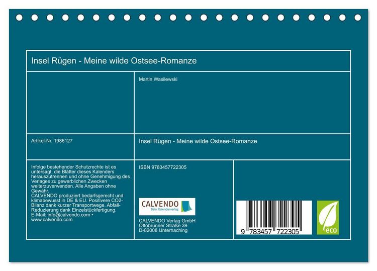 Produktbild: Insel R&uuml;gen - Meine wilde Ostsee-Romanze (Tischkalender 2026 DIN A5 quer), CALVENDO Monatskalender