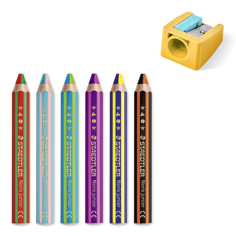 Produktbild: STAEDTLER Noris junior 140 Kindermalstift 3 in 1, 6 Duo Malstifte + 1 Spitzer
