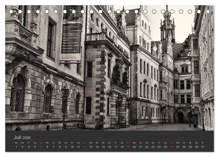 Produktbild: Dresden Schwarz Weiss 2026 (Tischkalender 2026 DIN A5 quer), CALVENDO Monatskalender