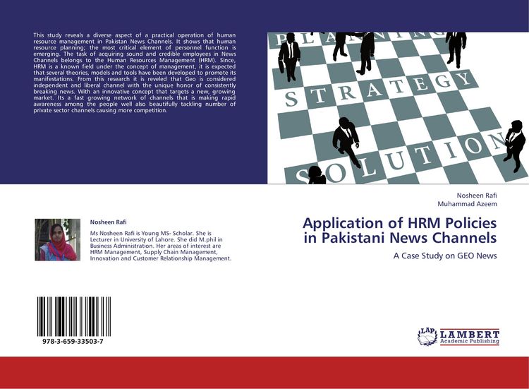 Produktbild: Application of HRM Policies in Pakistani News Channels