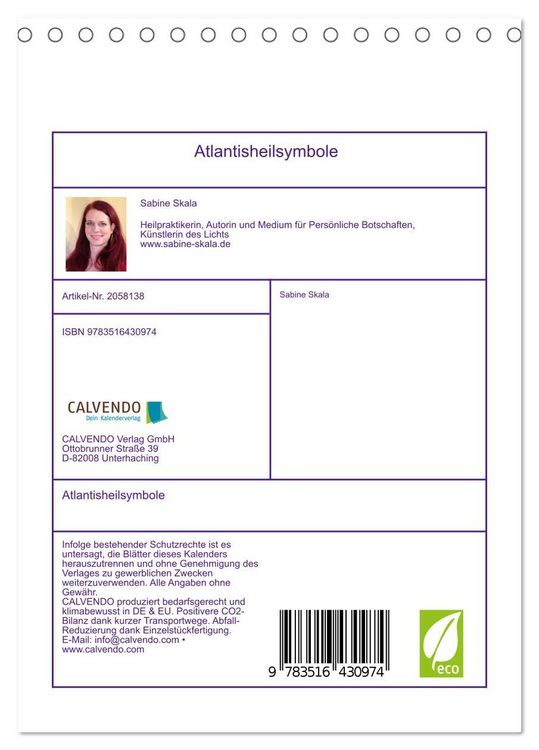 Produktbild: Atlantisheilsymbole (Tischkalender 2026 DIN A5 hoch), CALVENDO Monatskalender