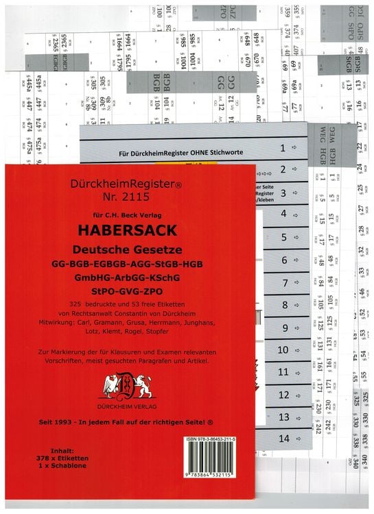 Produktbild: D&uuml;rckheimRegister&reg; HABERSACK, Gesetze und &sect;&sect;