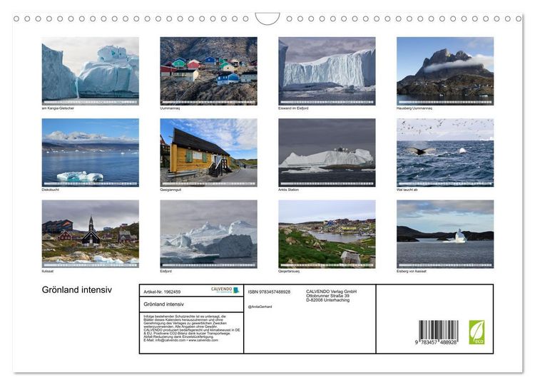 Produktbild: Gr&ouml;nland intensiv (Wandkalender 2026 DIN A3 quer), CALVENDO Monatskalender
