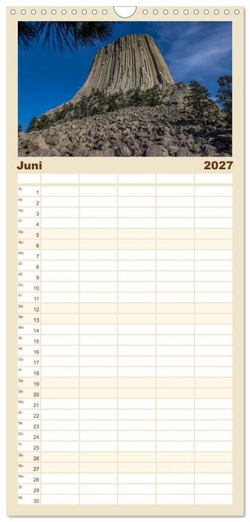 Produktbild: Familienplaner 2027 - Wyoming, South Dakota Colorado mit 5 Spalten (Wandkalender, 21 x 45 cm) CALVENDO