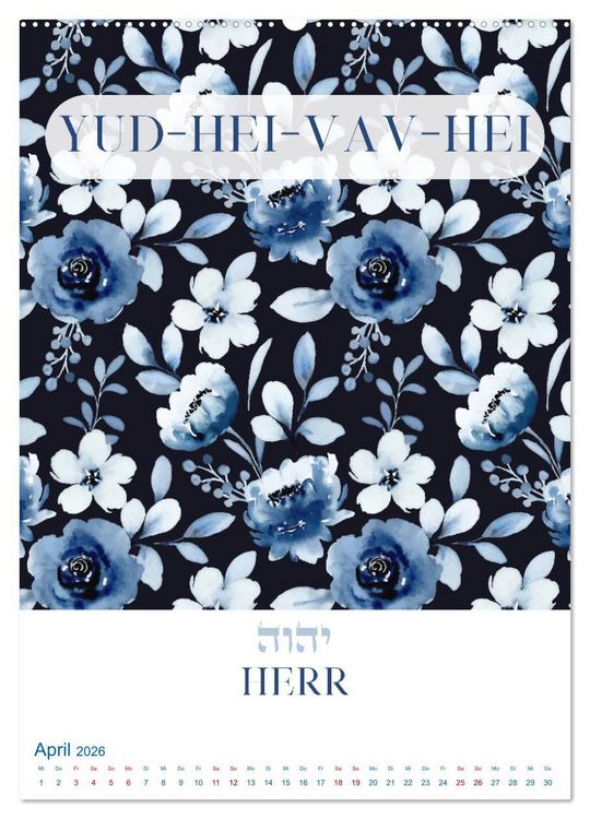 Produktbild: Hebr&auml;ische Namen Gottes aus der Torah (hochwertiger Premium Wandkalender 2026 DIN A2 hoch), Kunstdruck in Hochglanz