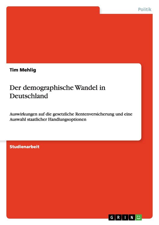 Produktbild: Der demographische Wandel in Deutschland