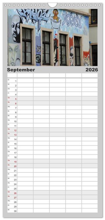 Produktbild: Familienplaner 2026 - Dresdens Neustadt mit 5 Spalten (Wandkalender, 21 x 45 cm) CALVENDO
