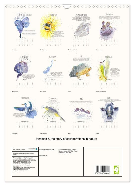 Produktbild: Symbiosis, the story of collaborations in nature (Wall Calendar 2026 DIN A3 portrait), CALVENDO 12 Month Wall Calendar