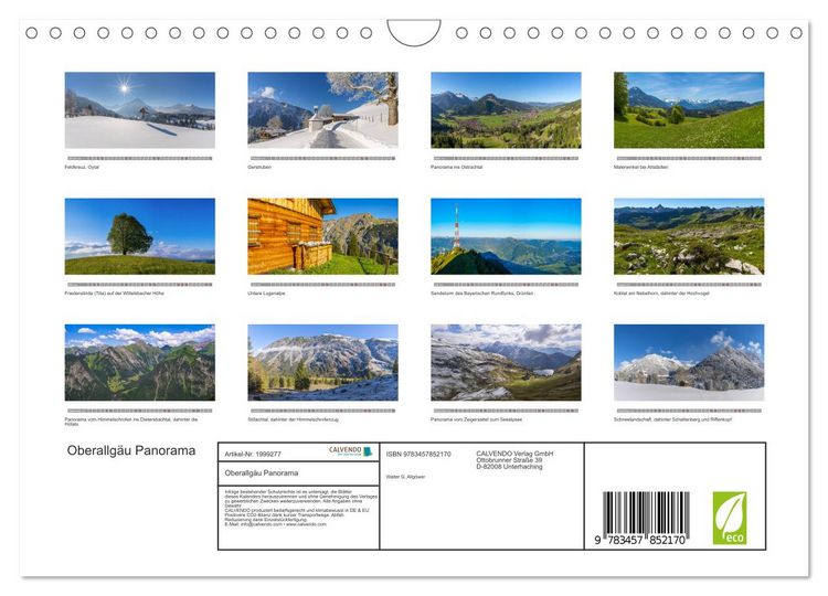 Produktbild: Oberallg&auml;u Panorama (Wandkalender 2026 DIN A4 quer), CALVENDO Monatskalender