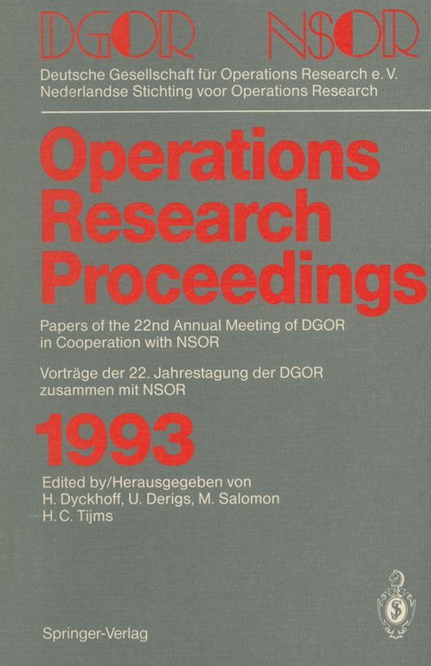 Produktbild: Operations Research Proceedings 1993