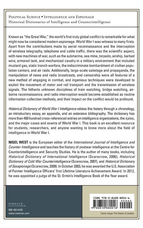 Produktbild: Historical Dictionary of World War I Intelligence