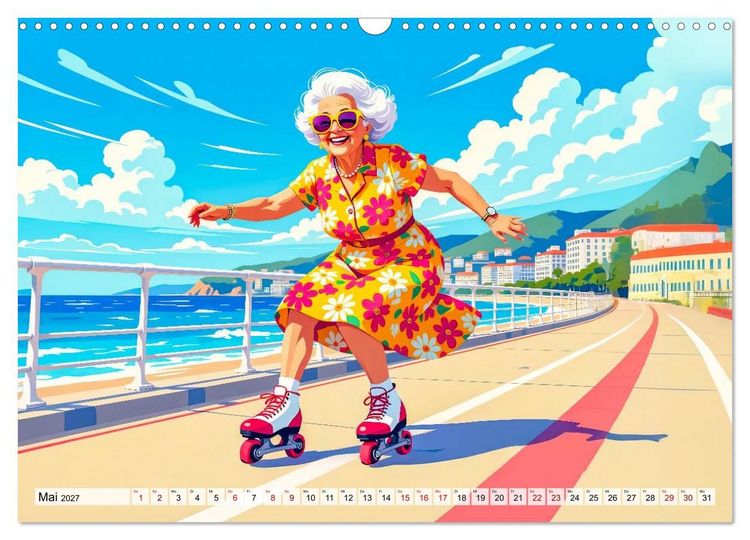 Produktbild: Oma rockt den Ruhestand - Lustiger Frauenkalender mit Humor (Wandkalender 2027 DIN A3 quer), CALVENDO Monatskalender