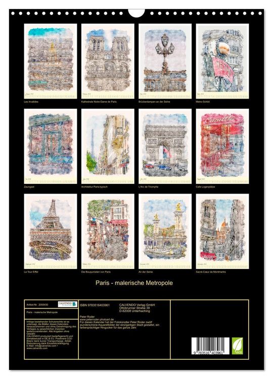 Produktbild: Paris - malerische Metropole (Wandkalender 2026 DIN A3 hoch), CALVENDO Monatskalender