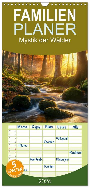 Produktbild: Familienplaner 2026 - Mystik der W&auml;lder mit 5 Spalten (Wandkalender, 21 x 45 cm) CALVENDO