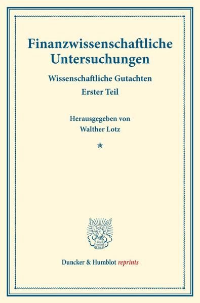 Produktbild: Finanzwissenschaftliche Untersuchungen.