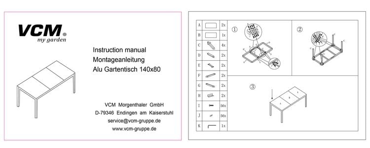 Produktbild: Aluminium Glas Gartentisch Balkontisch 140x80 cm