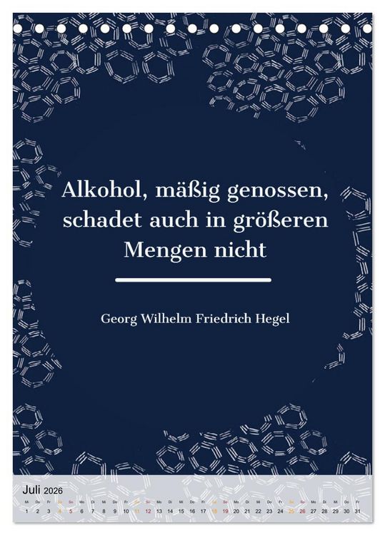 Produktbild: Dichter als Goethe - Der literarische Alkohol-Kalender (Tischkalender 2026 DIN A5 hoch), CALVENDO Monatskalender