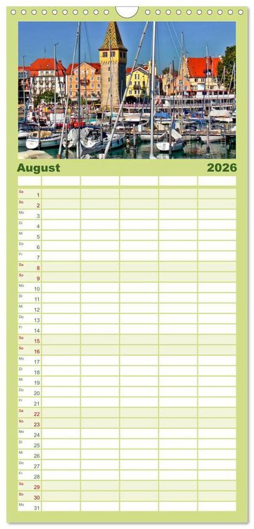 Produktbild: Familienplaner 2026 - Bodensee - "Die D&ouml;rfer sind wie ein Garten ..." (Rainer Maria Rilke) mit 5 Spalten (Wandkalender, 21 x 45 cm) CALVENDO