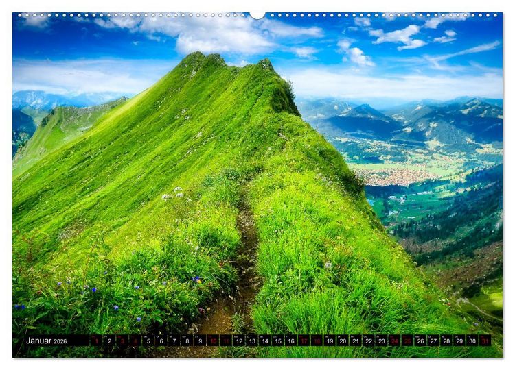 Produktbild: Oberstdorfer Bergwelt (hochwertiger Premium Wandkalender 2026 DIN A2 quer), Kunstdruck in Hochglanz