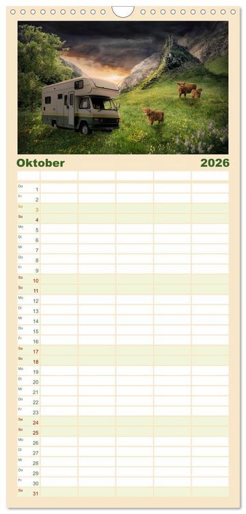 Produktbild: Familienplaner 2026 - Camping macht gl&uuml;cklich! mit 5 Spalten (Wandkalender, 21 x 45 cm) CALVENDO