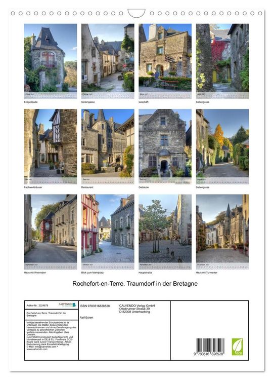 Produktbild: Rochefort-en-Terre. Traumdorf in der Bretagne (Wandkalender 2027 DIN A3 hoch), CALVENDO Monatskalender
