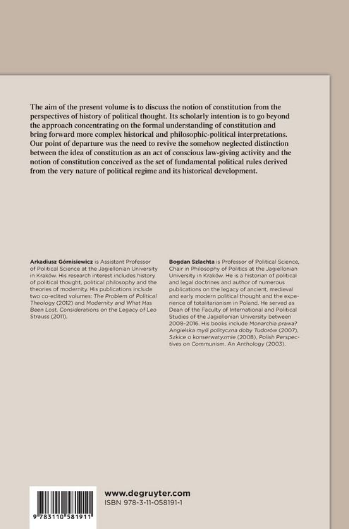 Produktbild: The Concept of Constitution in the History of Political Thought