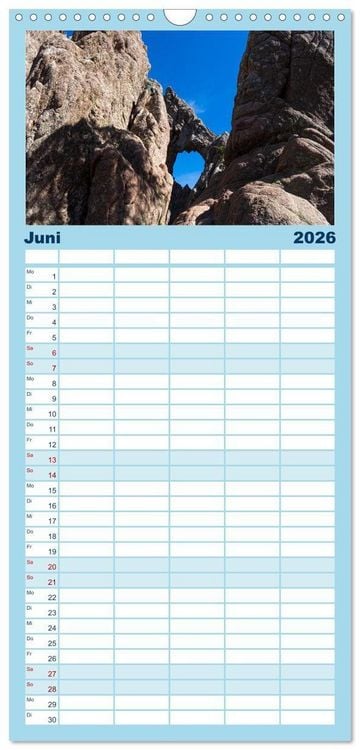 Produktbild: Familienplaner 2026 - Korsika Wild und Frei mit 5 Spalten (Wandkalender, 21 x 45 cm) CALVENDO