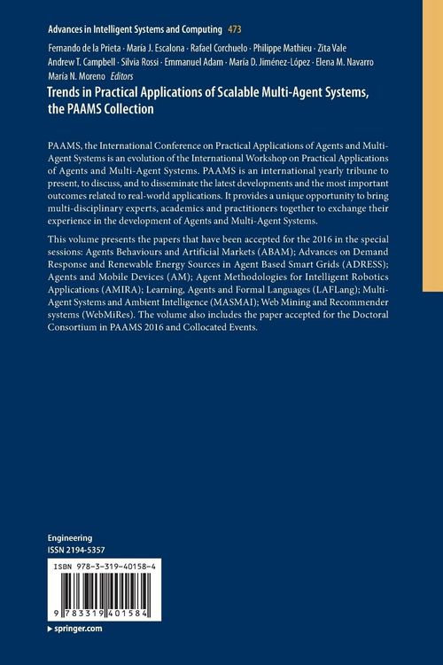 Produktbild: Trends in Practical Applications of Scalable Multi-Agent Systems, the PAAMS Collection