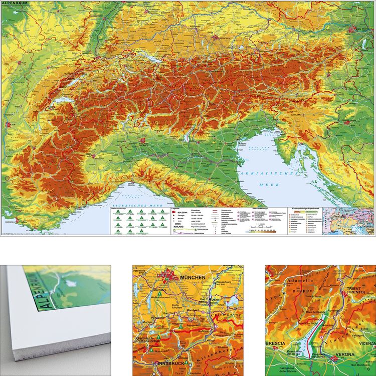 Produktbild: Alpenraum mit Weitwander- und Radfernwegen zum Pinnen auf EasyPrint - Platte