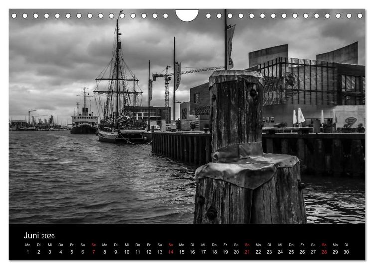Produktbild: Bremerhaven - Blickpunkte Schwarzwei&szlig; (Wandkalender 2026 DIN A4 quer), CALVENDO Monatskalender
