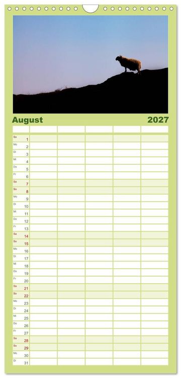 Produktbild: Familienplaner 2027 - Unter Schafen - Wegbegleiter auf Reisen mit 5 Spalten (Wandkalender, 21 x 45 cm) CALVENDO