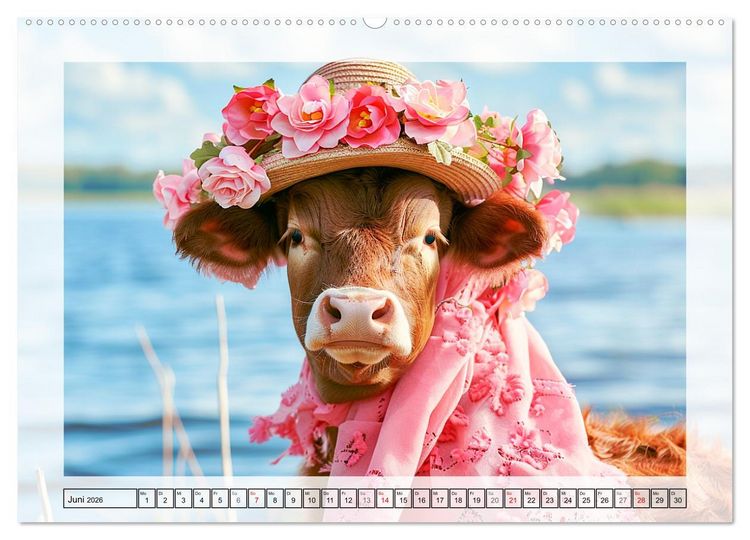 Produktbild: Haute Kuh-ture f&uuml;r das Rind von Welt! Modische K&uuml;he voll im Trend (hochwertiger Premium Wandkalender 2026 DIN A2 quer), Kunstdruck in Hochglanz