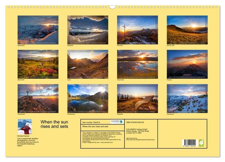 Produktbild: When the sun rises and sets (Wall Calendar 2026 DIN A2 landscape), CALVENDO 12 Month Wall Calendar
