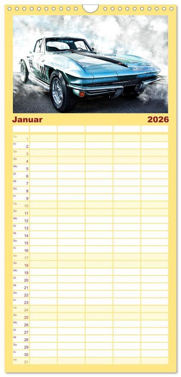 Produktbild: Familienplaner 2026 - American Automobile mit 5 Spalten (Wandkalender, 21 x 45 cm) CALVENDO