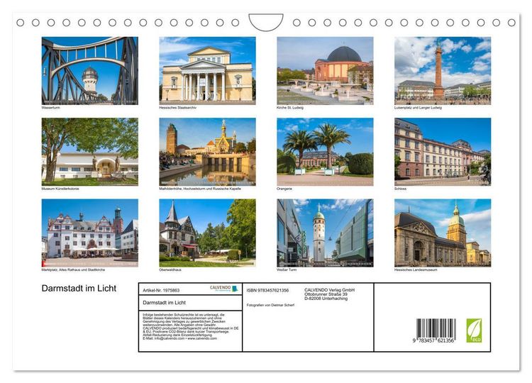 Produktbild: Darmstadt im Licht (Wandkalender 2026 DIN A4 quer), CALVENDO Monatskalender