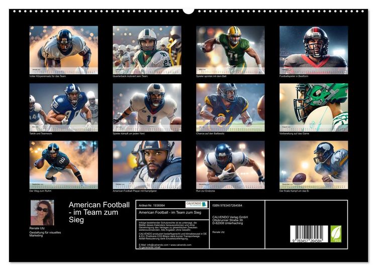 Produktbild: American Football - im Team zum Sieg (hochwertiger Premium Wandkalender 2026 DIN A2 quer), Kunstdruck in Hochglanz