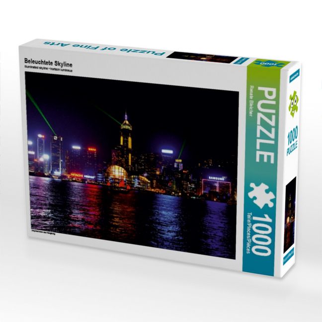 Produktbild: CALVENDO Puzzle Beleuchtete Skyline | 1000 Teile Lege-Gr&ouml;&szlig;e 64x48cm Foto-Puzzle f&uuml;r gl&uuml;ckliche Stunden